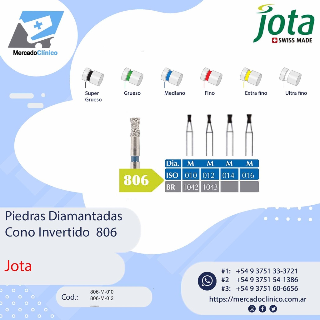 Piedras diamantadas- Cono Invertido 806 - x unidad- Jota