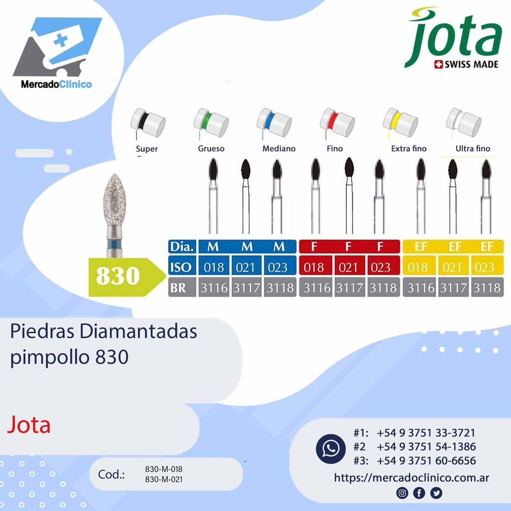 Piedras diamantadas- pimpollo 830 - x unidad- Jota
