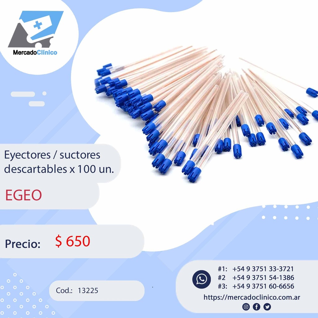 Eyectores / Suctores Descartables X 100 Unidades  - EGEO