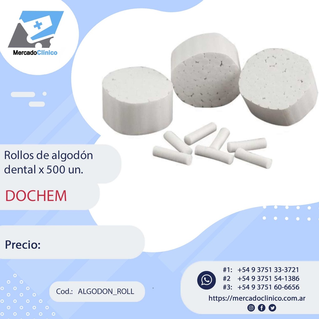 Rollos de algodon dental x 500 un - DOCHEM