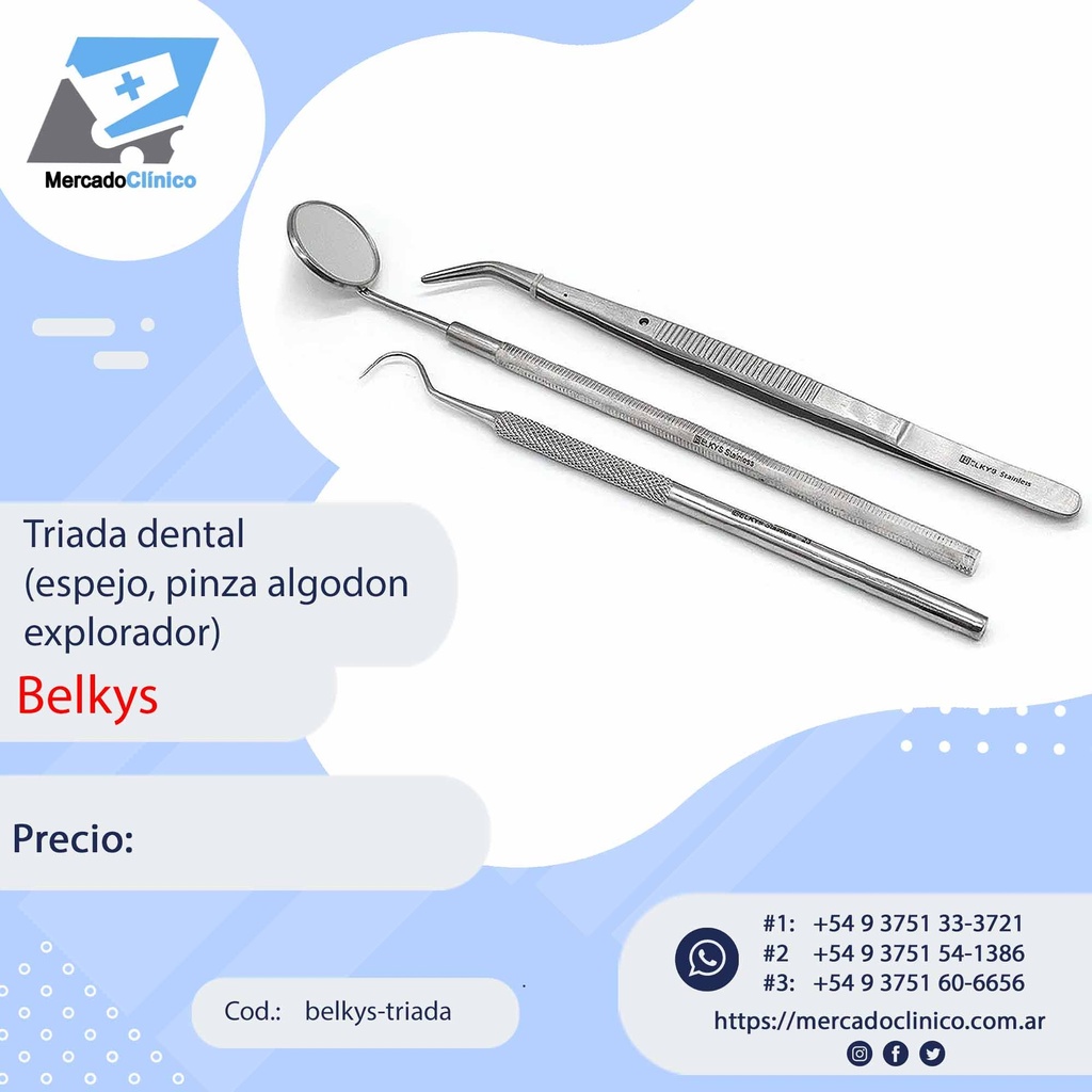 Triada Inoxidable - kit diagnostico dental 3 en 1 - BELKYS