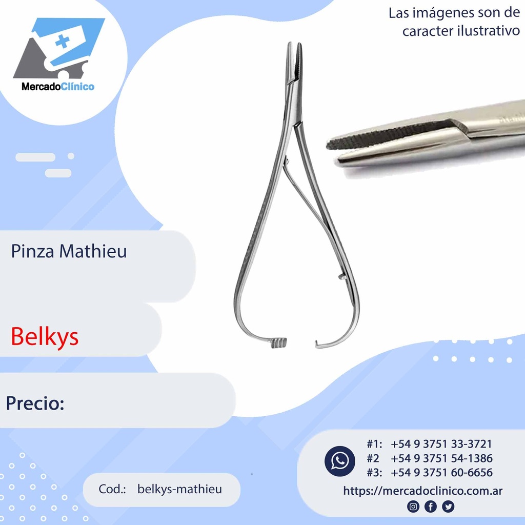 Pinza de Mathieu punta delgada para poner ligaduras - BELKYS