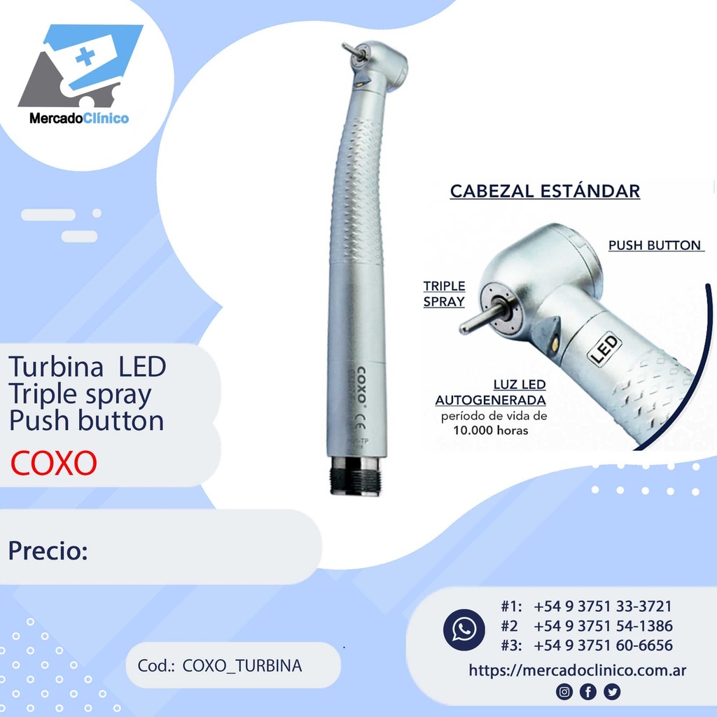 Turbina Led Triple Spray - Pulsador - CX207-F - COXO
