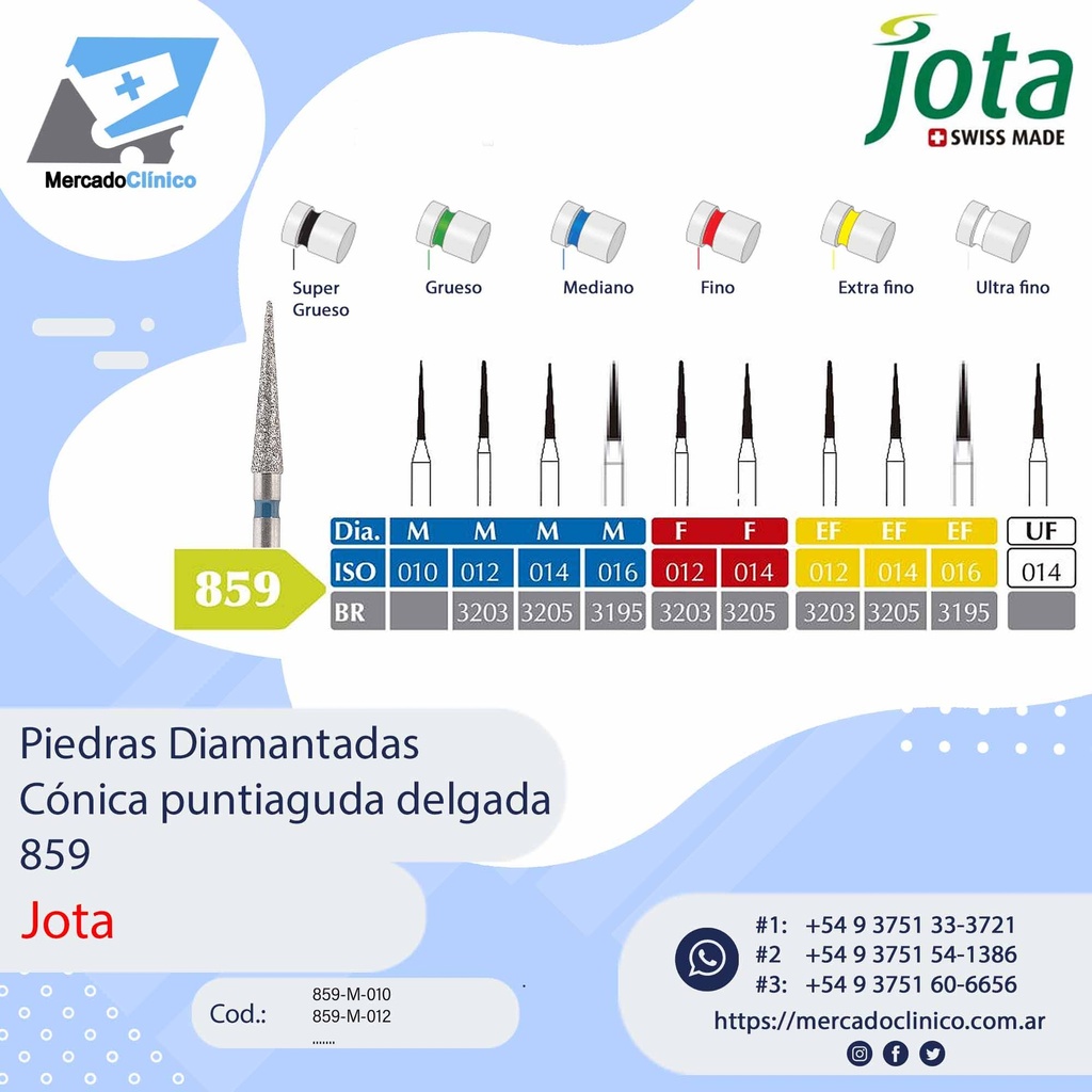 Piedras diamantadas- Cónica puntiaguda, delgada  859 - x unidad - Jota