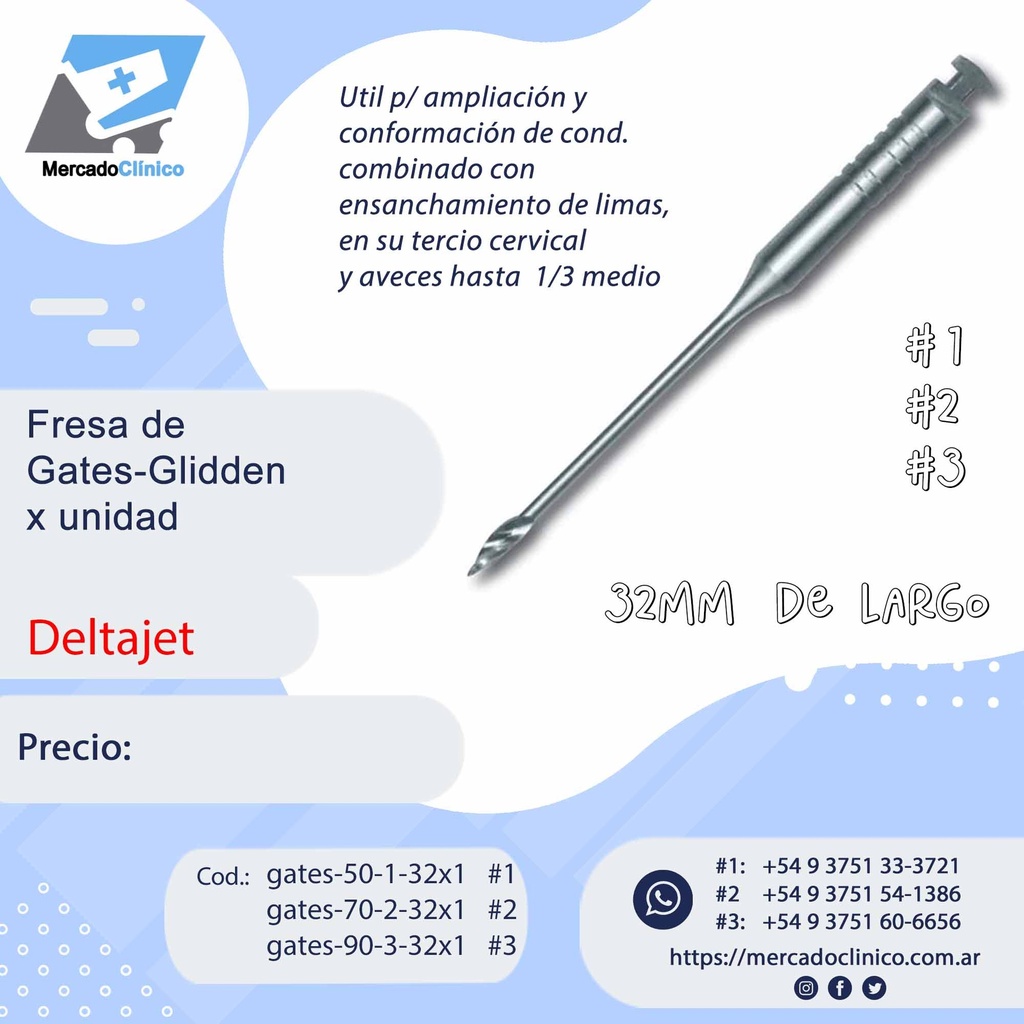Fresa de Gates Glidden - x 1 unidad - Deltajet