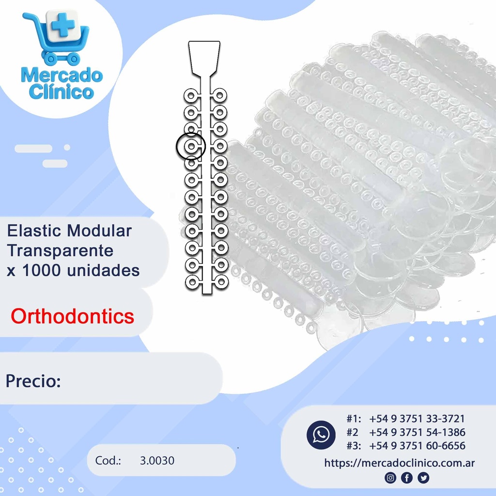 Elastic Modular Gomitas - Transparente (1000 unidades) - Orthodontics