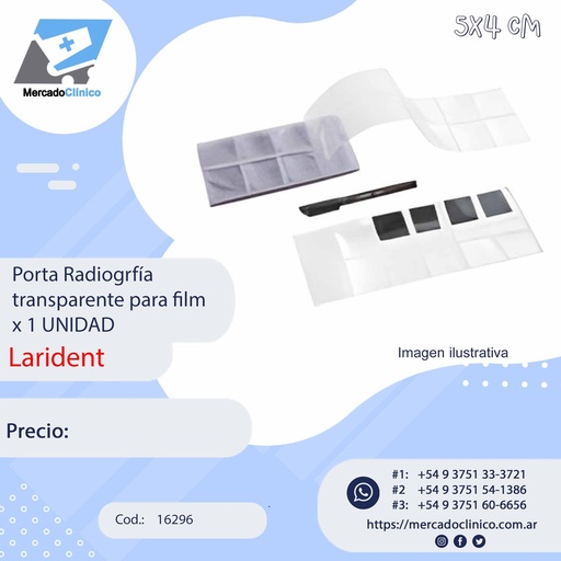 [16297] Porta Radiografía  transparente para film x 1 unidad (para 12 radiografias) - LARIDENT