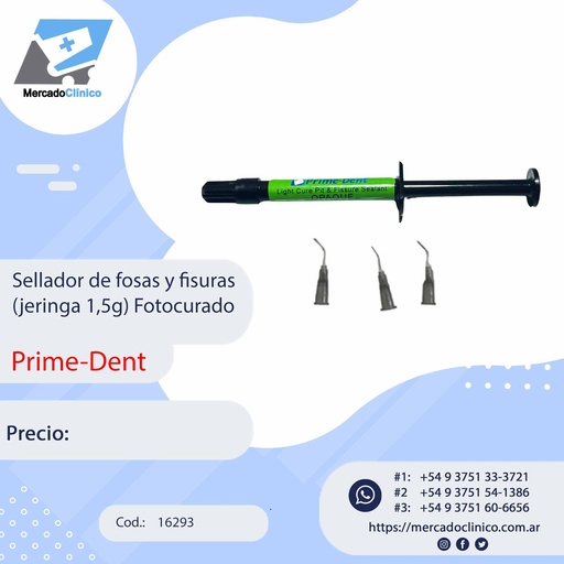 [16293] Sellador de fosas y fisuras (jeringa 1,5g) Fotocurado - Prime-Dent