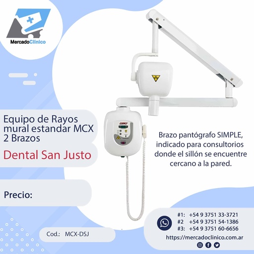 [MCX-DSJ] Equipo de Rayos  mural tijera MCX 2 Brazos - Dental  San Justo