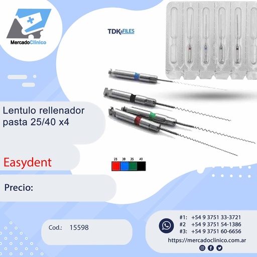 [15598] Lentulo TDK a Files  - #25-40 x4 un - 25mm EPC 025 A01-BL - TDK