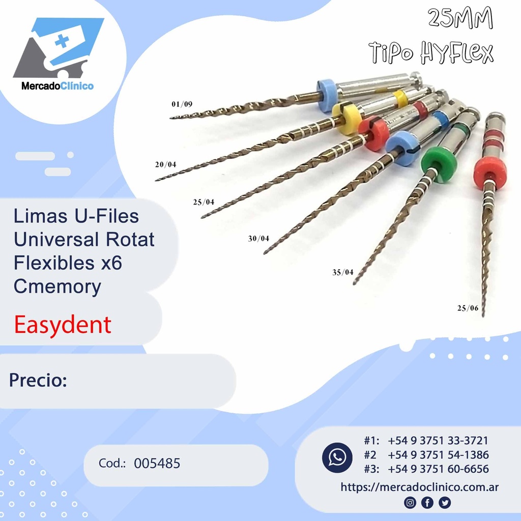 Limas U-Files Universal Rotat - Flexibles x6 Cmemory - Easydent ...
