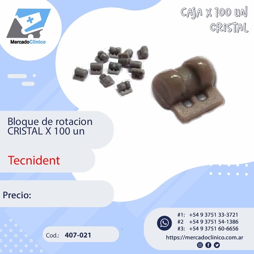 [407-021] Bloque de rotación CRISTAL X 100 un - Tecnident