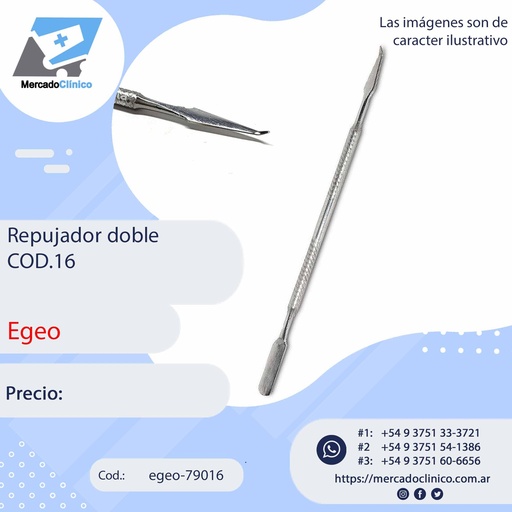 [egeo-79020] Repujador para manicura para cutícula - doble con cuchilla - Egeo