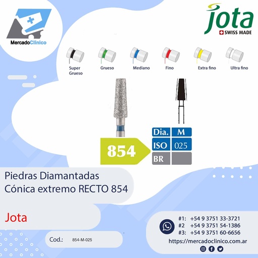 [854-M-025] Piedras diamantadas- Cónica punta recta 854 - x unidad - Jota