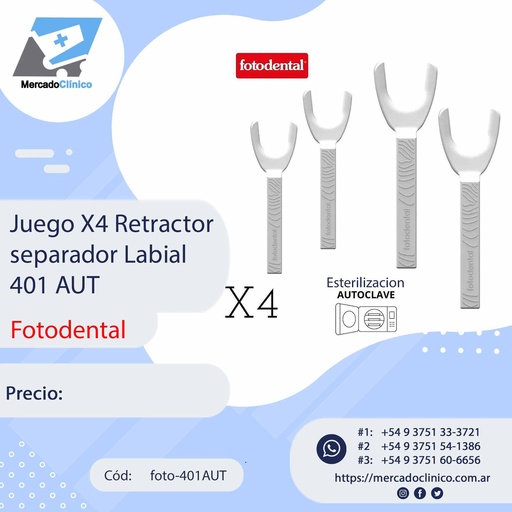 [foto-401AUT] Juego X4 Retractor separador Labial 401 AUT - color blanco - FOTODENTAL