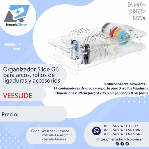 Organizador Slide G6, para arcos, rollos de ligaduras y accesorios - VEESLIDE