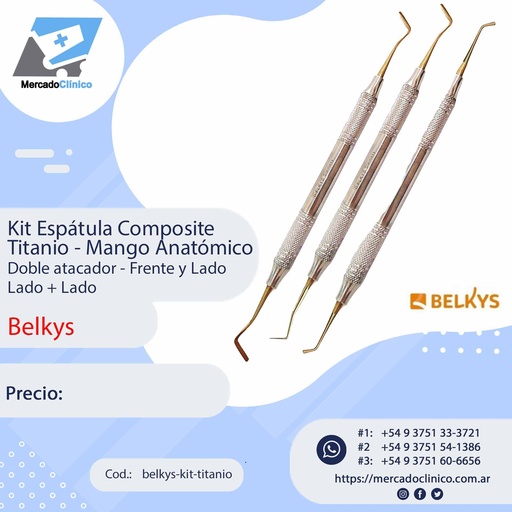 [belkys-kit-titanio] Kit de Espátulas Composite Titanio - Belkys