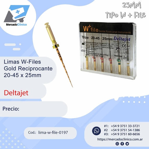 [lima-w-file-0197] Limas reciprocante W-File  #20-45 - 25mm - Deltajet
