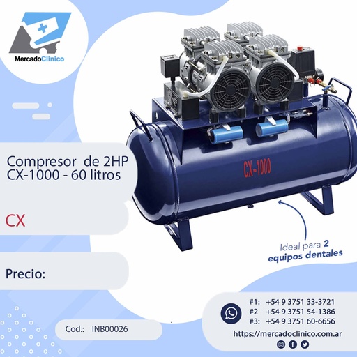[INB00026] Compresor CX-1000 - 60 Litros - 2 HP - CX 