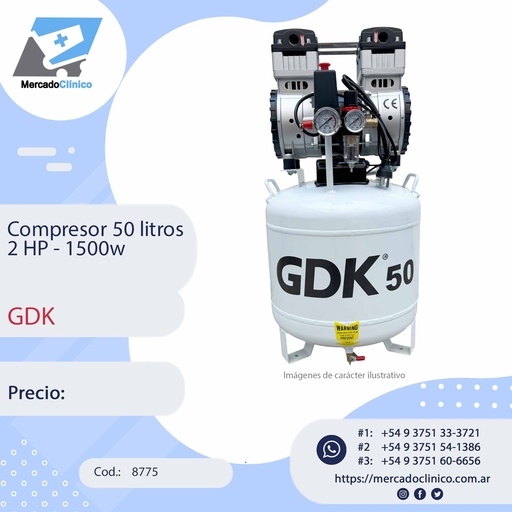 [8775] Compresor 50 litros 2 HP - 1500w - GDK