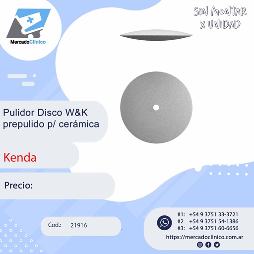 [21916] Pulidor disco W&K prepulido p/ cerámica - Kenda