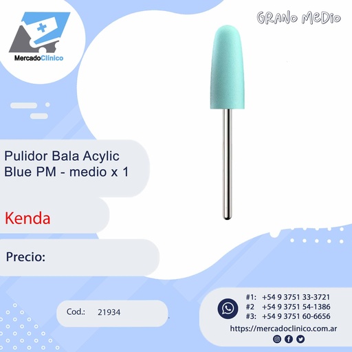 [21934] Pulidor Bala Acylic  Blue PM - medio x 1 - Kenda