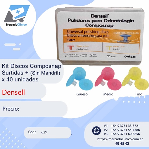 [629] Kit Discos Composnap  Surtidas + Sin Mandril  x 40 unidades - Densell