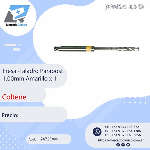[24725AM] Fresa - Taladro Parapost  1.00mm Amarillo x 1 - Coltene