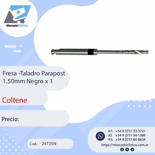 [24725N] Fresa - Taladro Parapost  1.5 Negro x 1 - Coltene