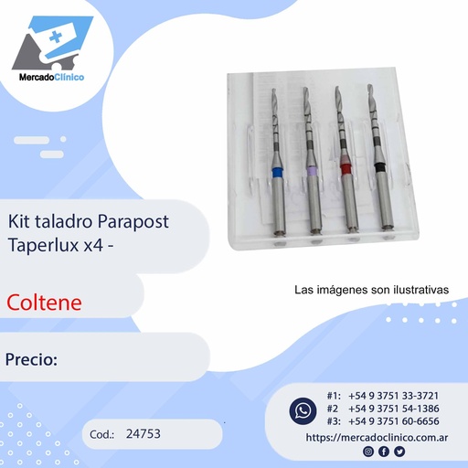 [24753] Kit taladro Parapost Taperlux x4 - Coltene