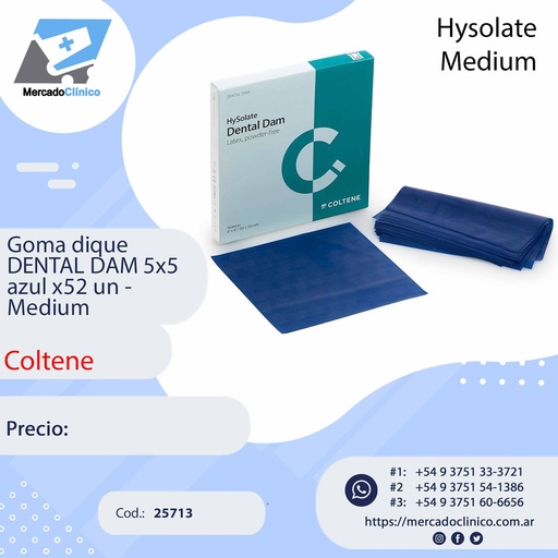 [25717] Goma dique  DENTAL DAM 6x6 verde x36 un -  médium - Hysolate - Coltene