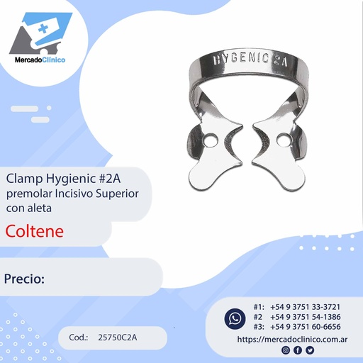 [25750C2A] Clamp Hygienic #2A premolar Incisivo Superior con aleta - Coltene