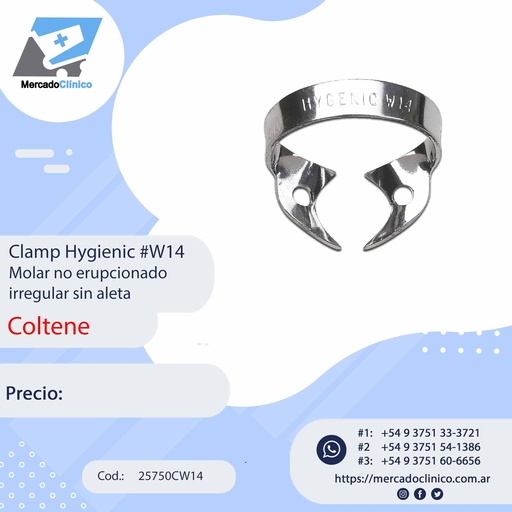 [25750CW14] Clamp Hygienic #W14 Molar no erupcionado  irregular sin aleta - Coltene