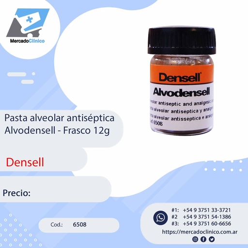 [6508] Pasta alveolar antiséptica Alvodensell - Frasco 12g - Densell