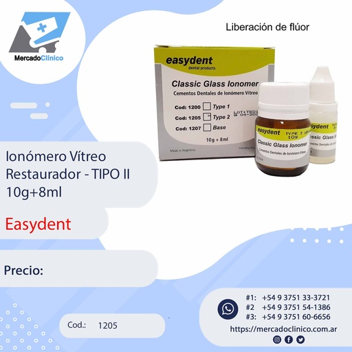 [1205] IONOMERO VITREO TIPO II - 10g+8ml - EASYDENT