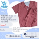 Ambo Milo Bordo  con  detalle Gris Claro Pantalon y Chaquetilla  Masculino - Inprof