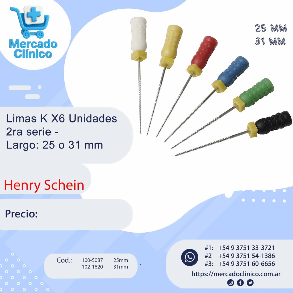 Limas K X6 Unidades iguales - 2ra serie - Dif largos - Henry Schein ...