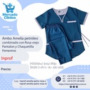 Ambo Amelia Petróleo combinado con rosa viejo - Pantalón y Chaquetilla - Femenino - Inprof
