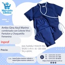 Ambo Gina Azul Marino combinado con Celeste Vivo Pantalon y Chaquetilla  Femenino - Inprof