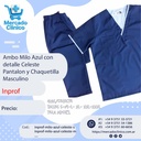 Ambo Milo Azul con  detalle Celeste Pantalon y Chaquetilla  Masculino -Inprof