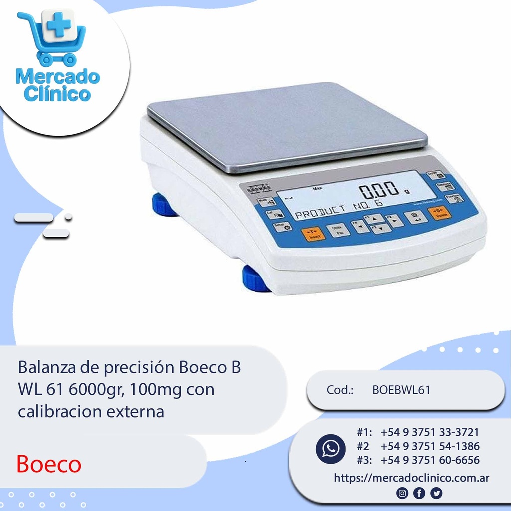 Balanza de precisión Boeco BWL60 10kr, 100mg con calibracion externa ...