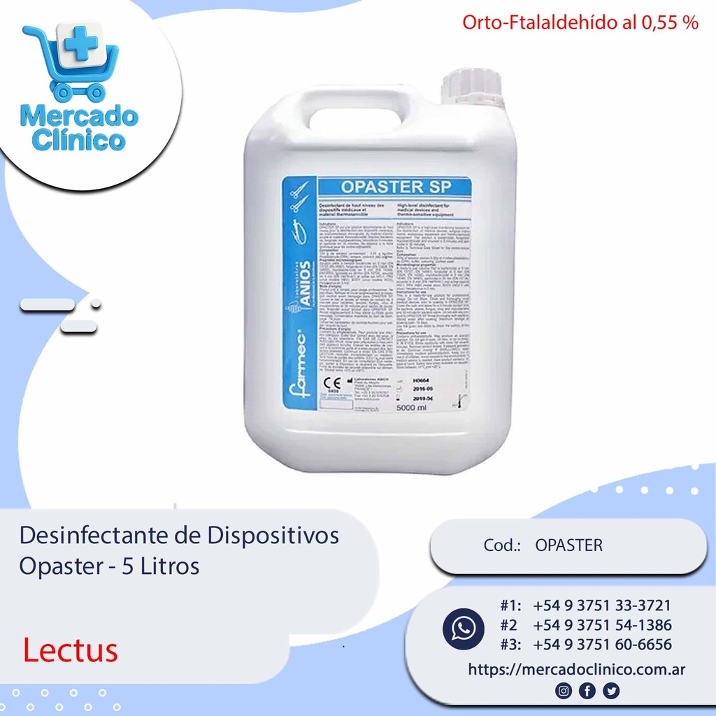 Desinfectante de Dispositivos Opaster - Lectus | Mercado Clinico AR