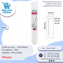 TUBO al vacio  - 16X100 - Sin Aditivo -  9ML. Gradilla x100 unidades - Weigao