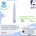 Punta AZUL TIPO Eppendorf  Vol.50-1000 UL - de polipropileno autoclavable - libre de latex - Aptaca