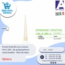 Punta Amarilla con corona  Vol.5-200 - de polipropileno autoclavable - libre de latex - Aptaca