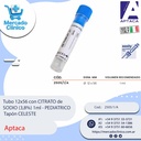 Tubo 12x56 con CITRATO de  SODIO (3,8%) 1ml - PEDIATRICO  Tapón CELESTE - Aptaca