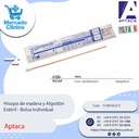 Hisopo de madera y Algodón Estéril - Bolsa Individual - Aptaca
