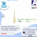Punta color Amarilla , PP Vol. 2 y 20o µl - de polipropileno autoclavable - libre de latex - Aptaca