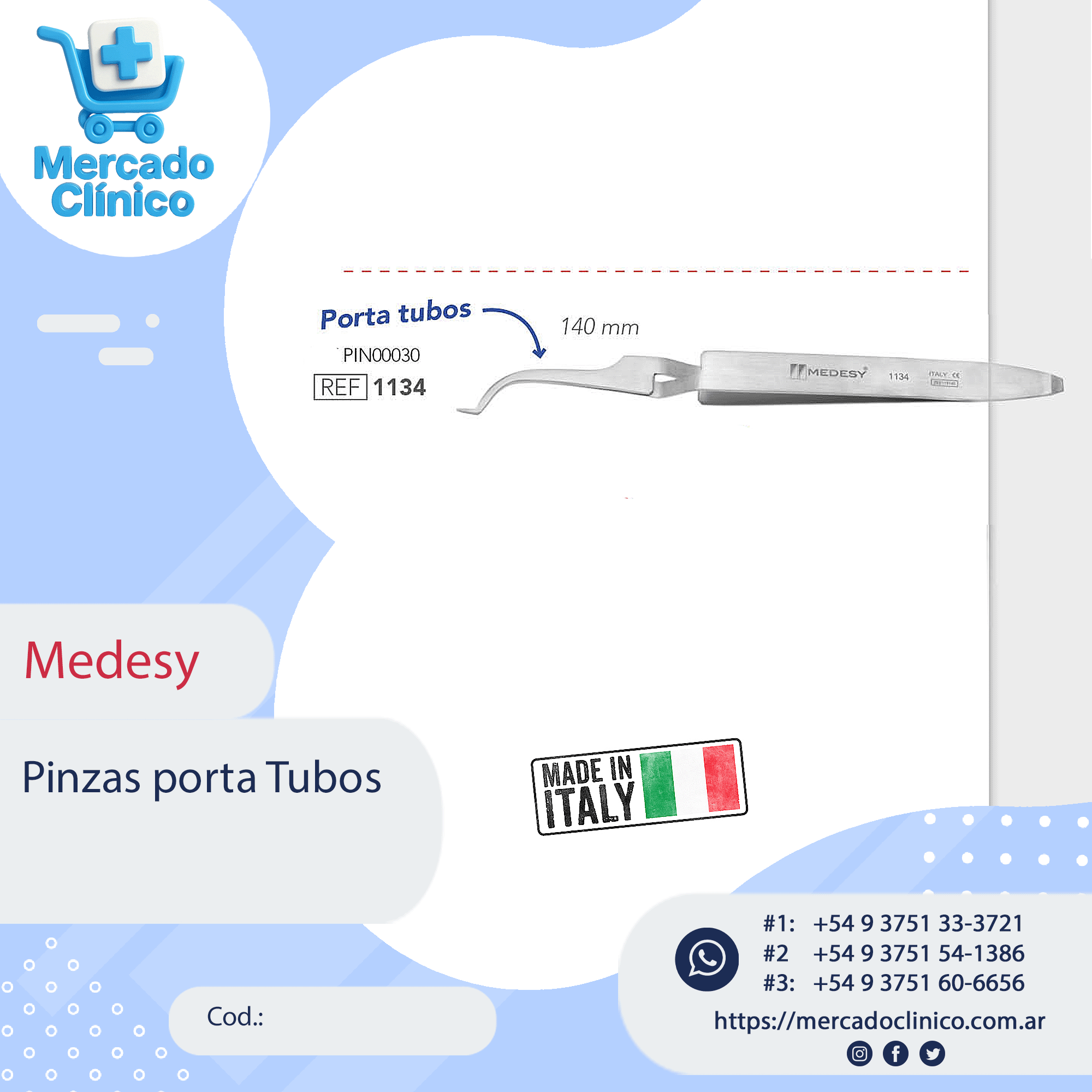 Pinza porta tubos - Ortodoncia - Medesy