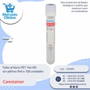 Tubo al Vacio PET 13x75 sin aditivo 9ml x 100 unidades - Carestainer